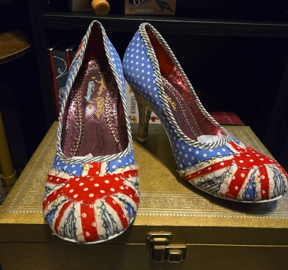 Irregular Choice Blue and Red Union Jack Heels - Picture 1 of 7